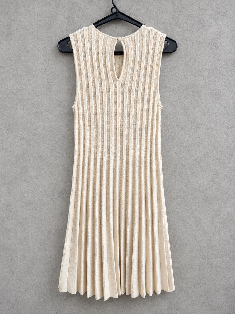 Reformation Cream Ribbed Pleated Mini Dress - Picture 2 of 4